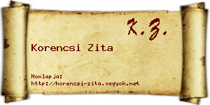 Korencsi Zita névjegykártya