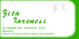 zita korencsi business card